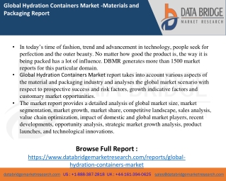 Hydration Containers Market report