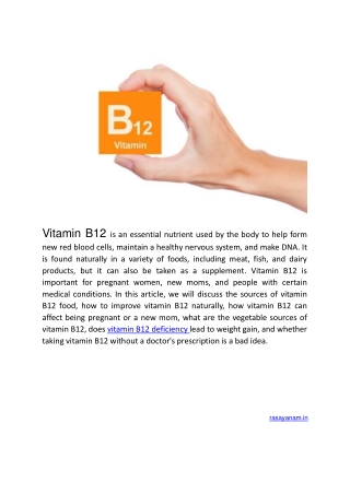 Sources of Vitamin B12 Food