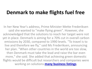 Denmark to make flights fuel free