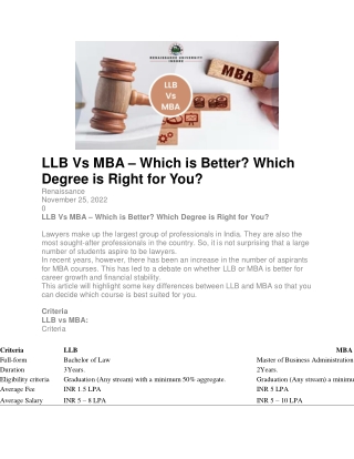 LLB Vs MBA