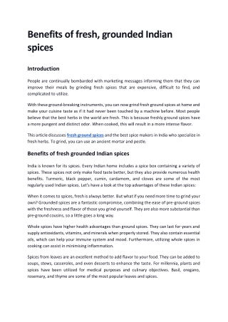 Benefits of fresh grounded Indian spices