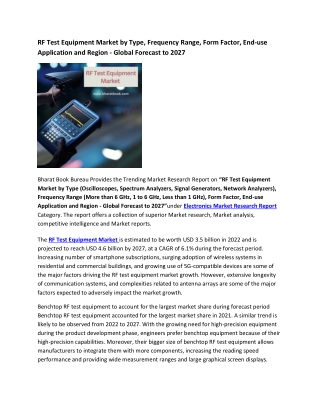 Global RF Test Equipment Market Research Report 2017-2027