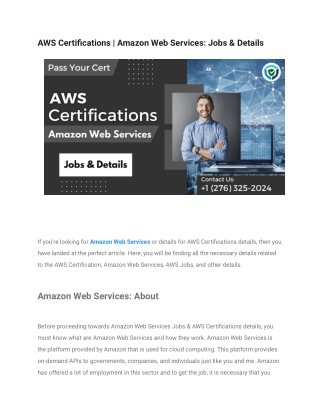 AWS Certifications | Amazon Web Services: Jobs & Details