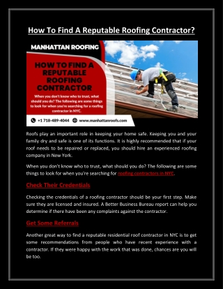 How To Find A Reputable Roofing Contractor