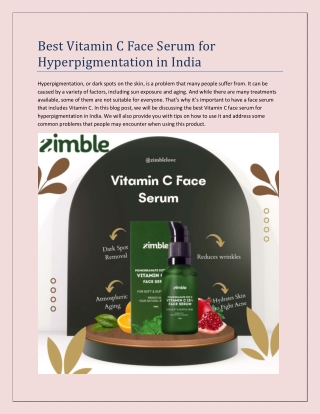 Best Vitamin C Face Serum for Hyperpigmentation in India