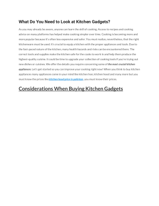 What Do You Need to Look at Kitchen Gadgets