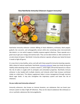 How Nutriherbs Immunity Enhancers Support Immunity