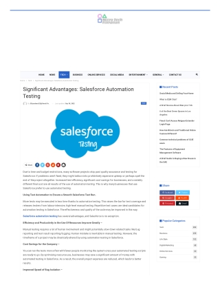 Significant Advantages: Salesforce Automation Testing