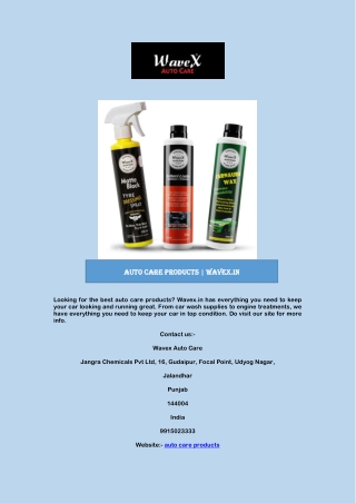 Auto Care Products Wavex.in