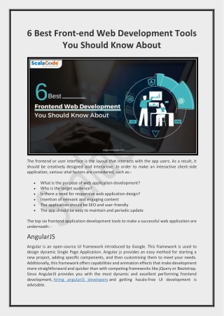 6 Best Front-end Web Development Tools You Should Know About - ScalaCode