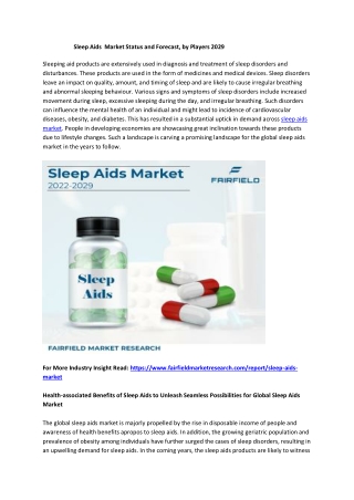 Sleep Aids  Market Analysis till 2029