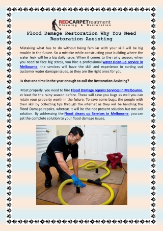 Flood Damage Restoration Why You Need Restoration Assisting