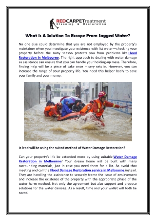 What Is A Solution To Escape From Sagged Water