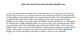 What You Need To See On Your Burj Khalifa Tour