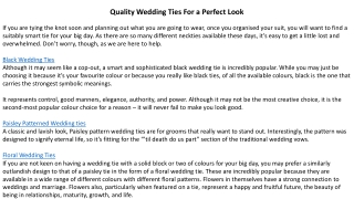 Quality Wedding Ties For a Perfect Look