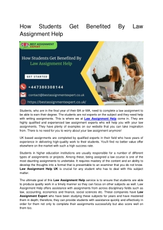 How Students Get Benefited By Law Assignment Help