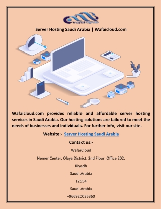 Server Hosting Saudi Arabia | Wafaicloud.com