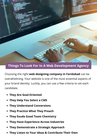 Things To Look For In A Web Development Agency