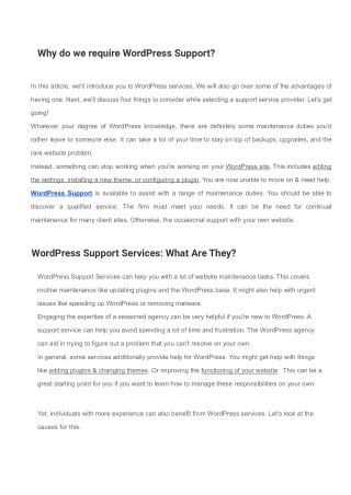 Why do we require WordPress Support