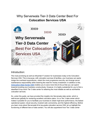 Why Serverwala Tier-3 Data Center Best For Colocation Services USA