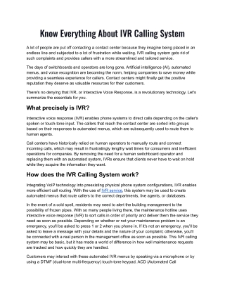 Know Everything about IVR Calling System.