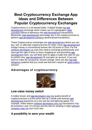 Best Cryptocurrency Exchange App Ideas and Differences Between Popular Cryptocurrency Exchanges