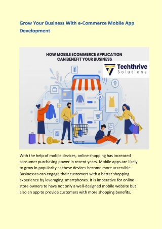 Techthrive Solutions - Grow Your Business With e-Commerce Mobile App Development