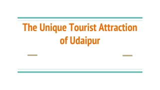 The Unique Tourist Attraction of Udaipur