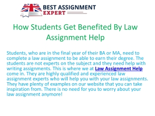 How Students Get Benefited By Law Assignment Help