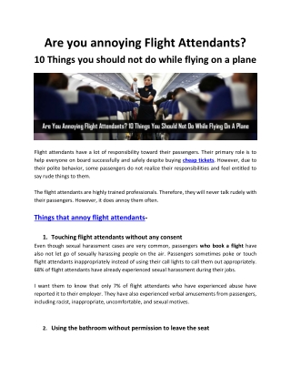 Are you annoying Flight Attendants 10 Things you should not do while flying on a plane