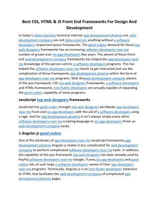 Best CSS, HTML & JS Front End Frameworks For Design And Development