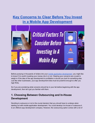 Key Concerns to Clear Before You Invest in a Mobile App Development