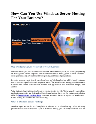 How Can You Use Windows Server Hosting For Your Business?