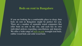 Beds on rent in Bangalore