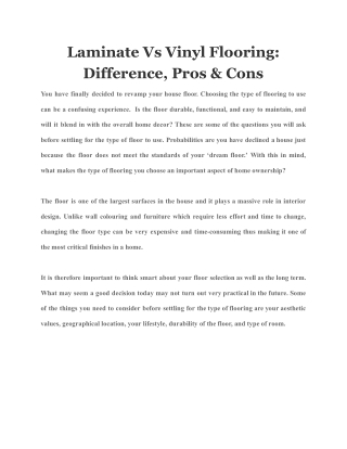 Laminate Vs Vinyl Flooring Difference, Pros & Cons