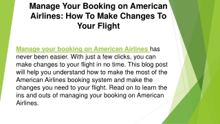 1-888-218-4647 Manage Your Booking on American Airlines How To Make Changes To Your Flight