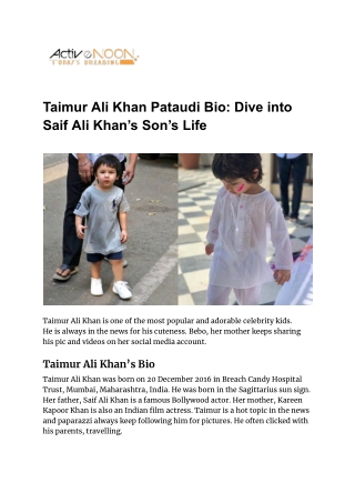 Taimur Ali Khan