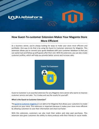 How Guest-To-customer Extension Makes Your Magento Store More Efficient