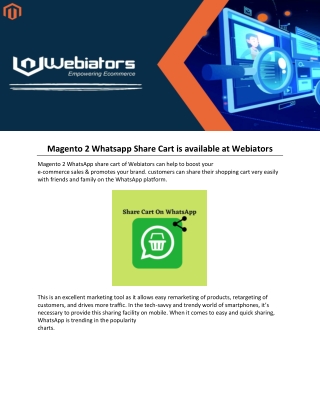 Magento 2 Whatsapp Share Cart is available at Webiators.