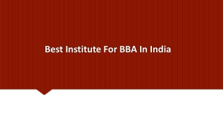Best Institute For BBA In India