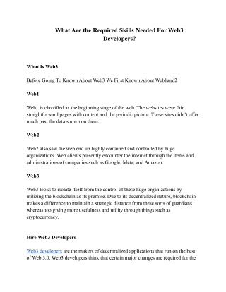 What Are the Required Skills Needed For Web3 Developers