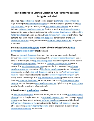 Best Features to Launch Classified Ads Platform Business Insights Included