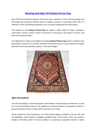 Meaning And Signs Of Antique Persian Rug