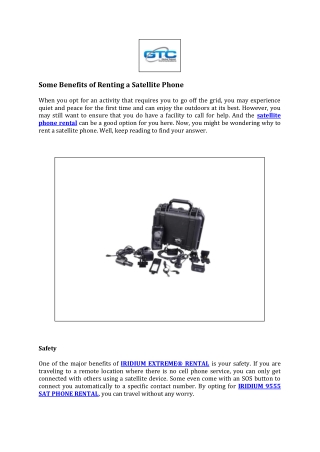 Some Benefits of Renting a Satellite Phone