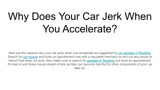 Why Does Your Car Jerk When You Accelerate_