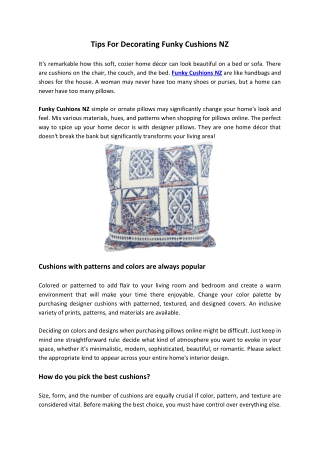 Tips For Decorating Funky Cushions NZ