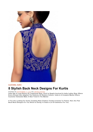 8 Stylish Back Neck Designs For Kurtis