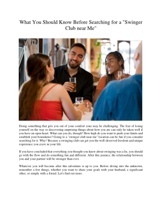 What You Should Know Before Searching for a Swinger Club near Me