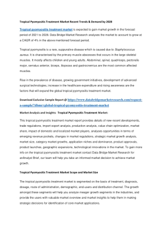 Tropical Pyomyositis Treatment Market Recent Trends & Demand by 2028