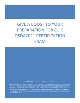 Give a Boost to Your Preparation for Qlik QSDA2021 Certification Exam